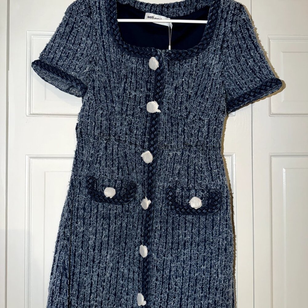 Self Portrait Blue Tweed Dress US 4 NWT